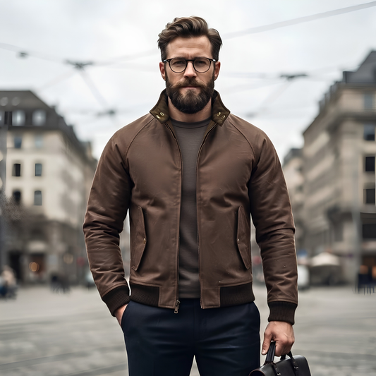 Wax Cotton Armoured Bomber Jacket for Men