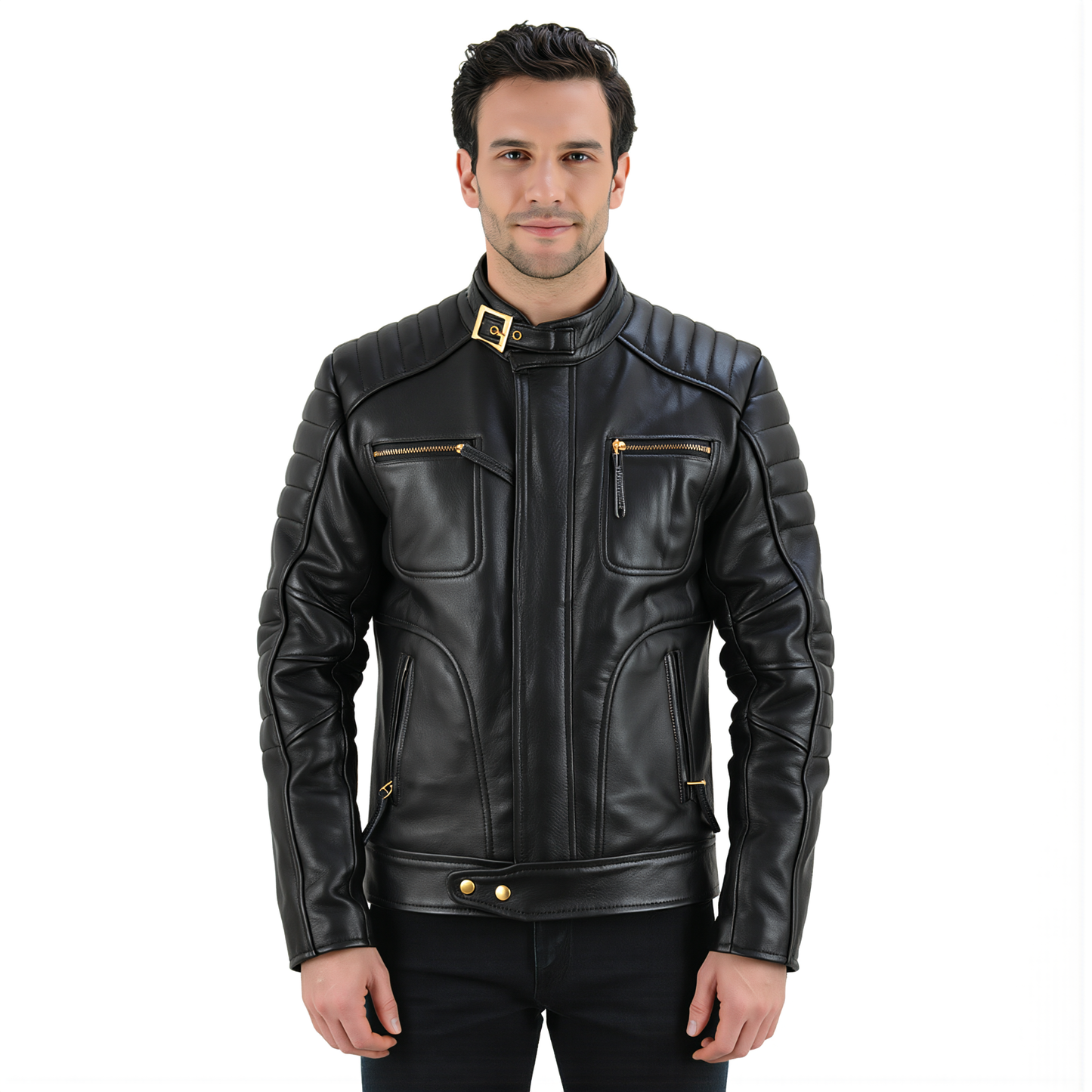 weybridge real leather jacket-man in leather jacket looks stunning