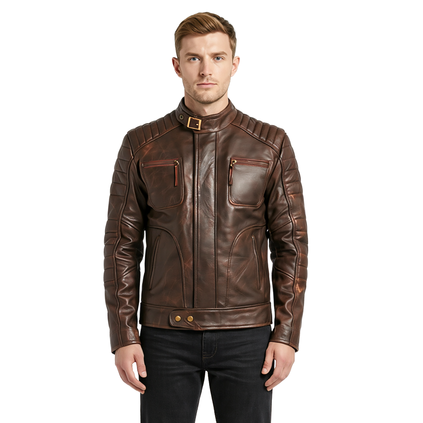 weybridge real leather jacket-man in leather jacket looks stunning