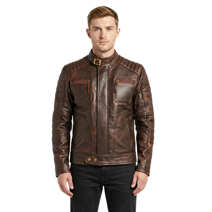 Weybridge Real Leather Jacket-Man in Leather Jacket Looks Stunning