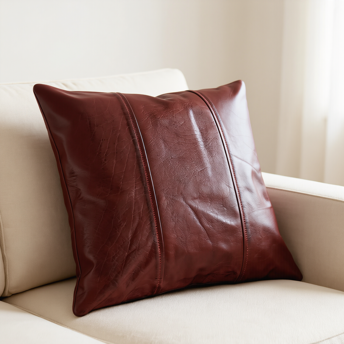 genuine leather cushion covers striped style-set of 2