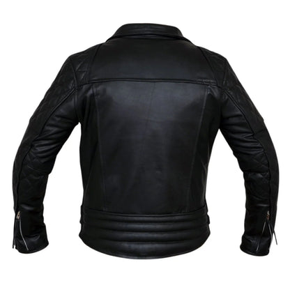 Classic Diamond Motorcycle Men's  Leather Biker Jacket
