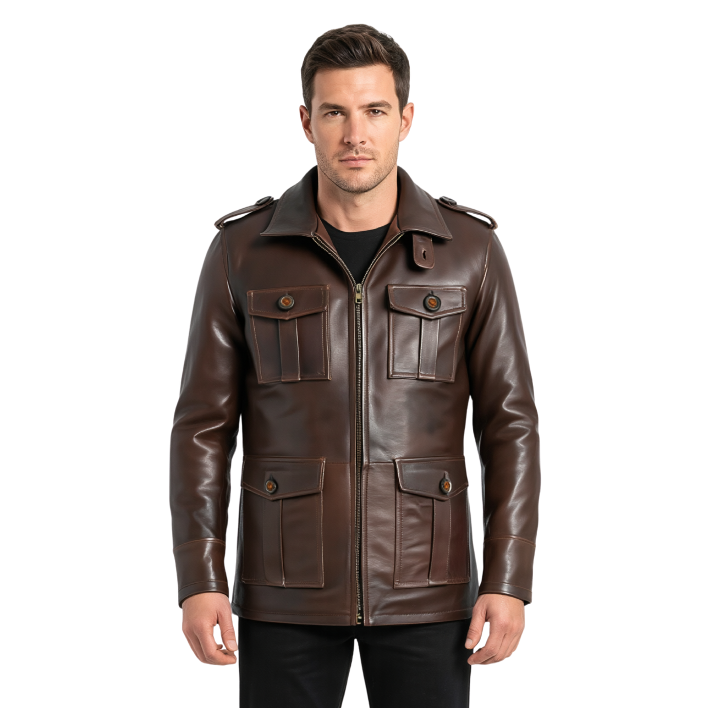 aberdeen men's leather smart casual coat