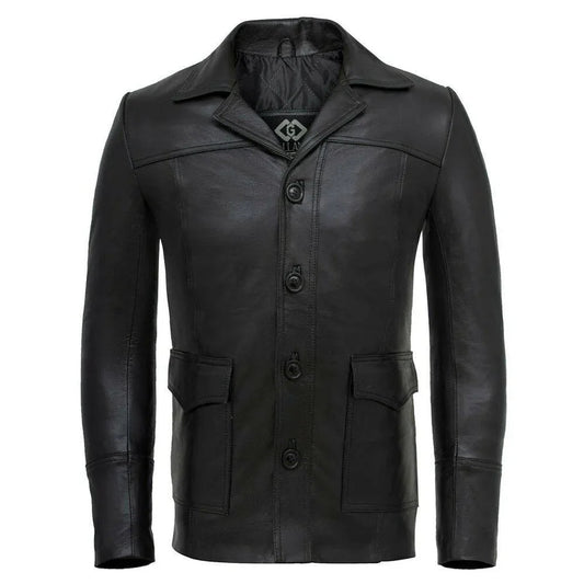 Brad Pitt Fight Club Style Leather Blazer