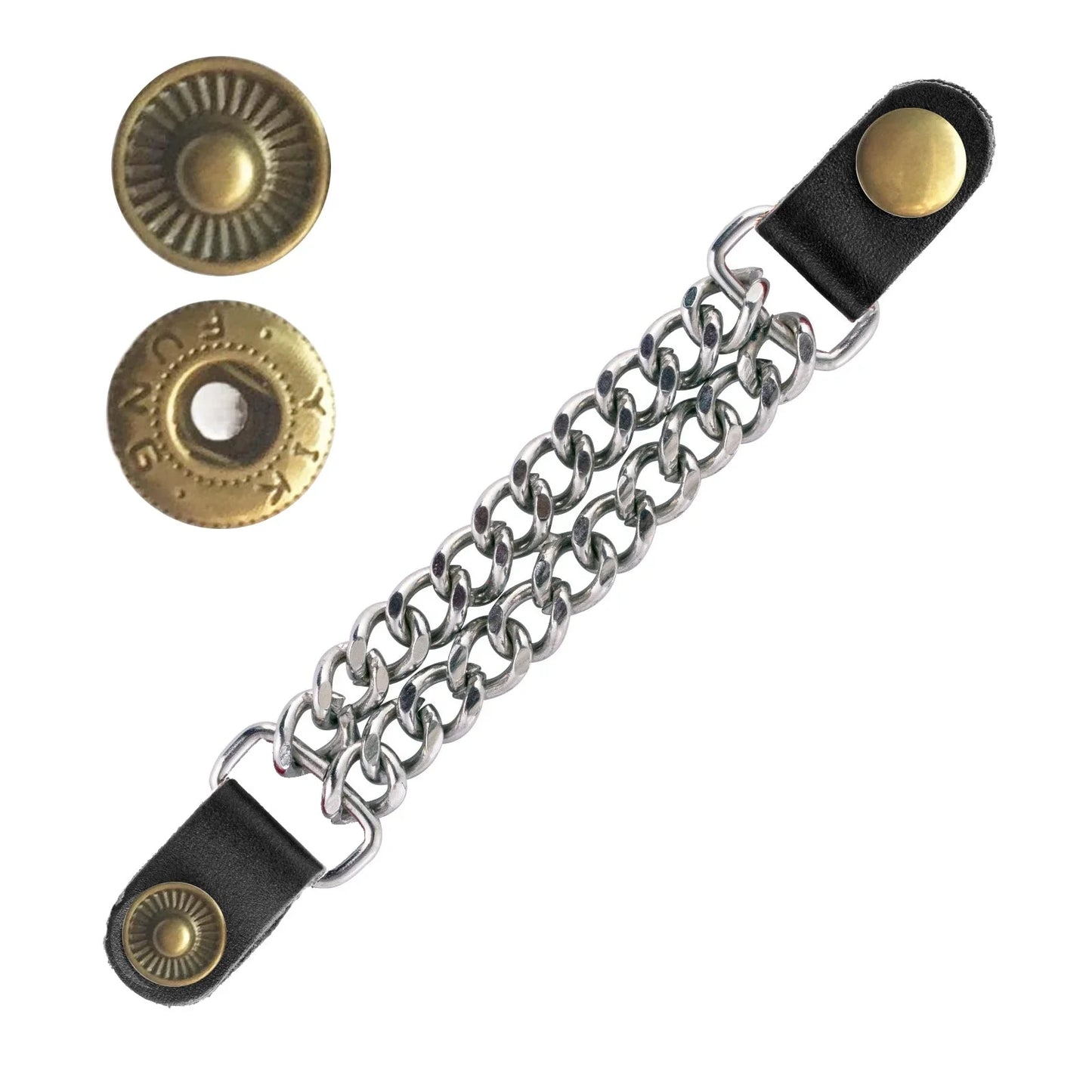 premium chain vest extenders with leather and silver chain