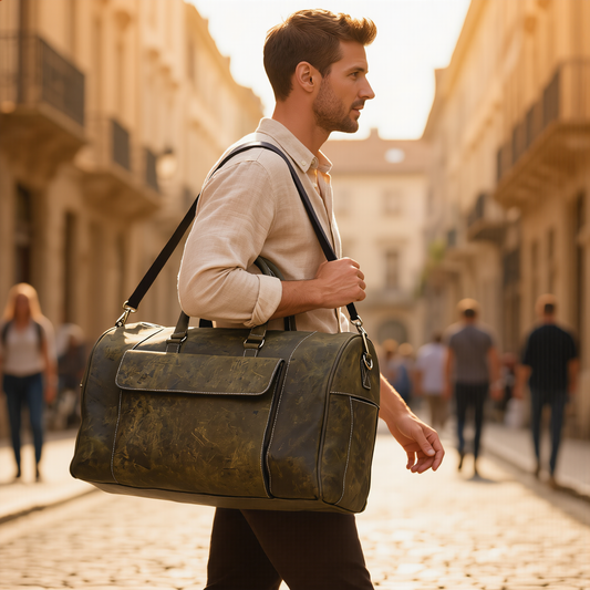 Leather Duffle Bag for Men – Spacious Travel, Gym & Weekend Bag