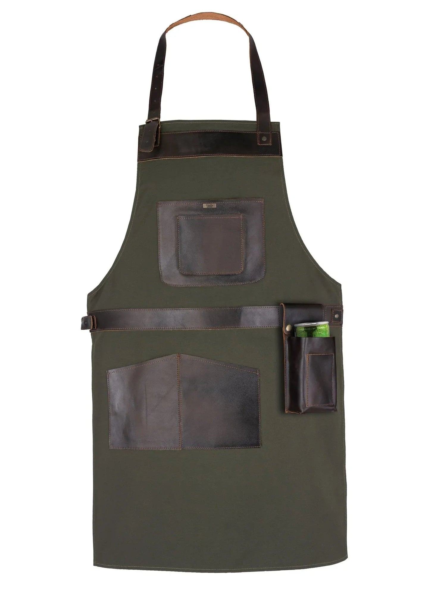 bbq, blacksmith, grill, woodwork, chef, butcher canvas apron with leather straps -