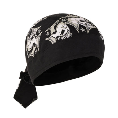 Durags for Men Black Skull Iron Cross Textile Headwrap Cap