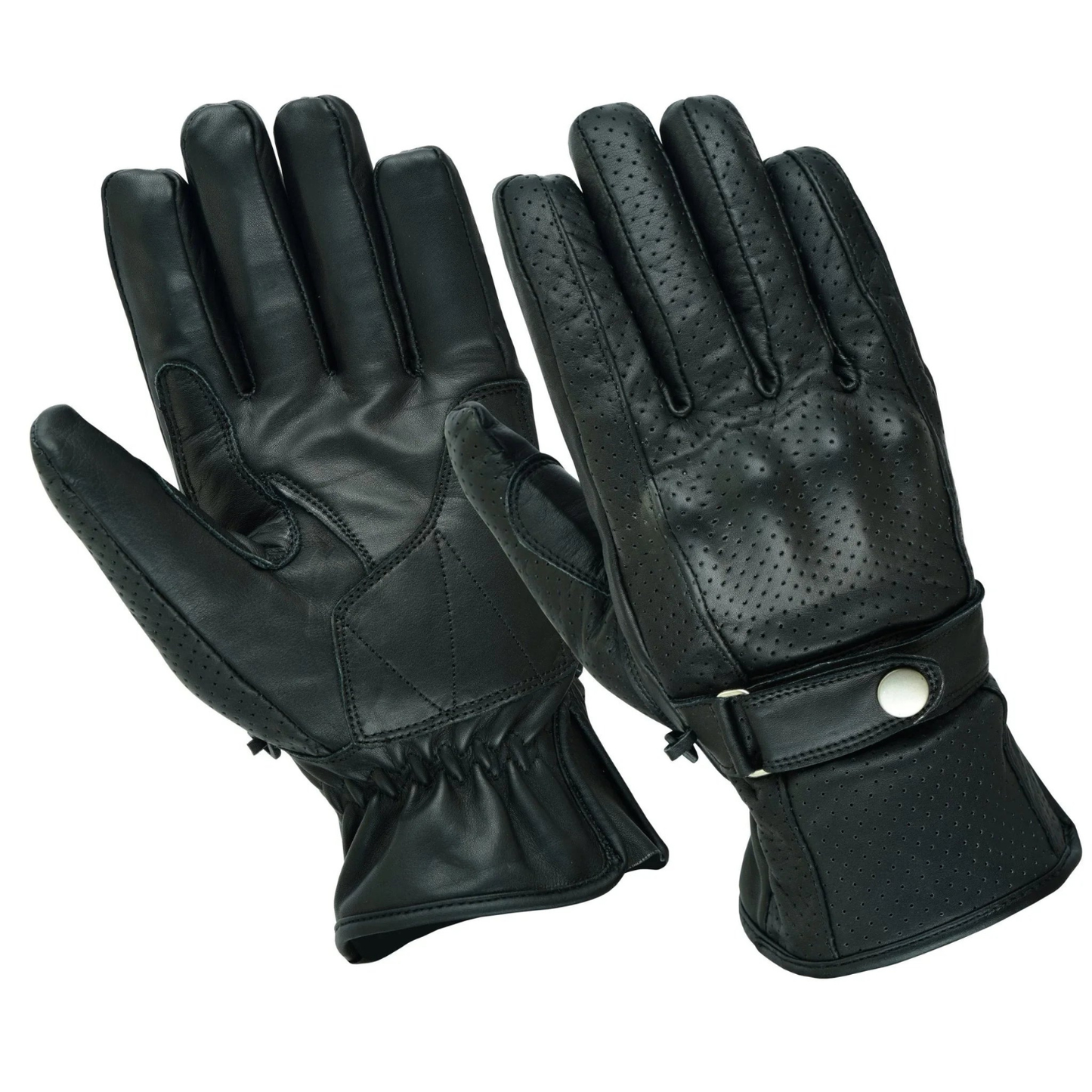 mens leather gloves vintage motorcycle summer vented riding gear