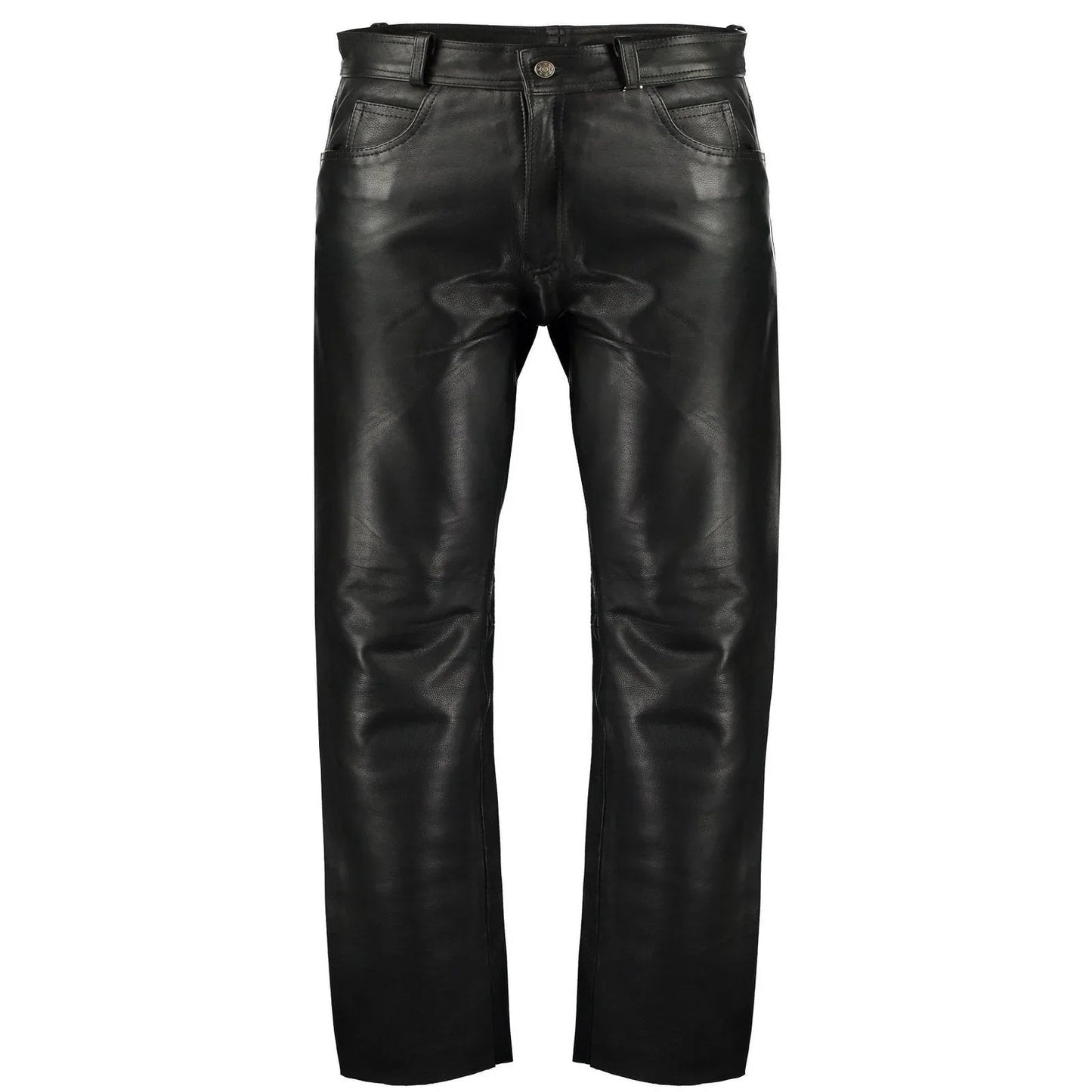 black classic fitted biker cowhide leather trousers -