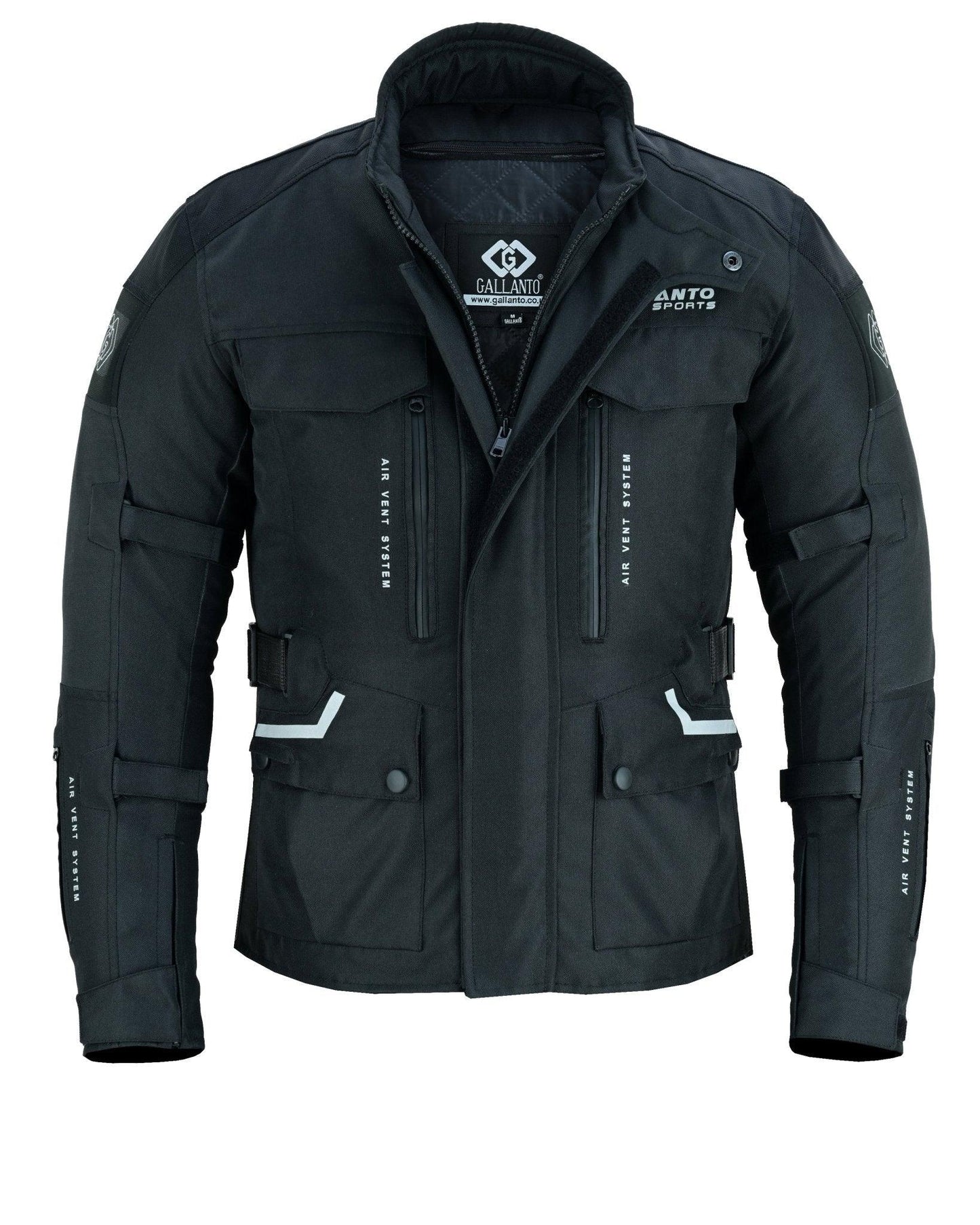 black & orange biker textile long motorcycle jacket -
