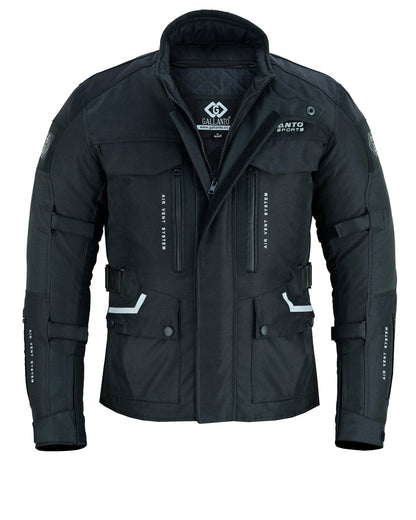 Black & Orange Biker Textile Long Motorcycle Jacket -