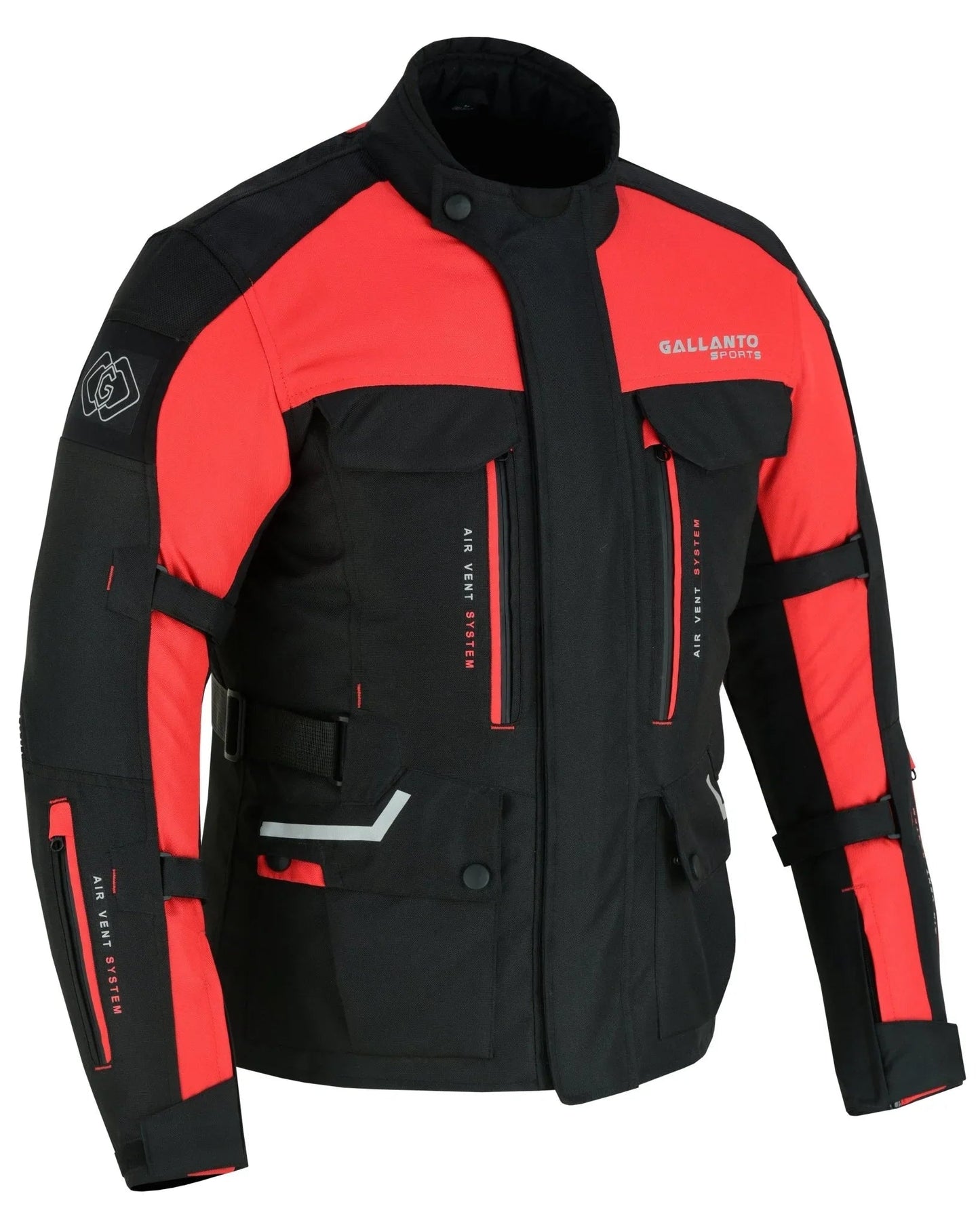 black & orange biker textile long motorcycle jacket -