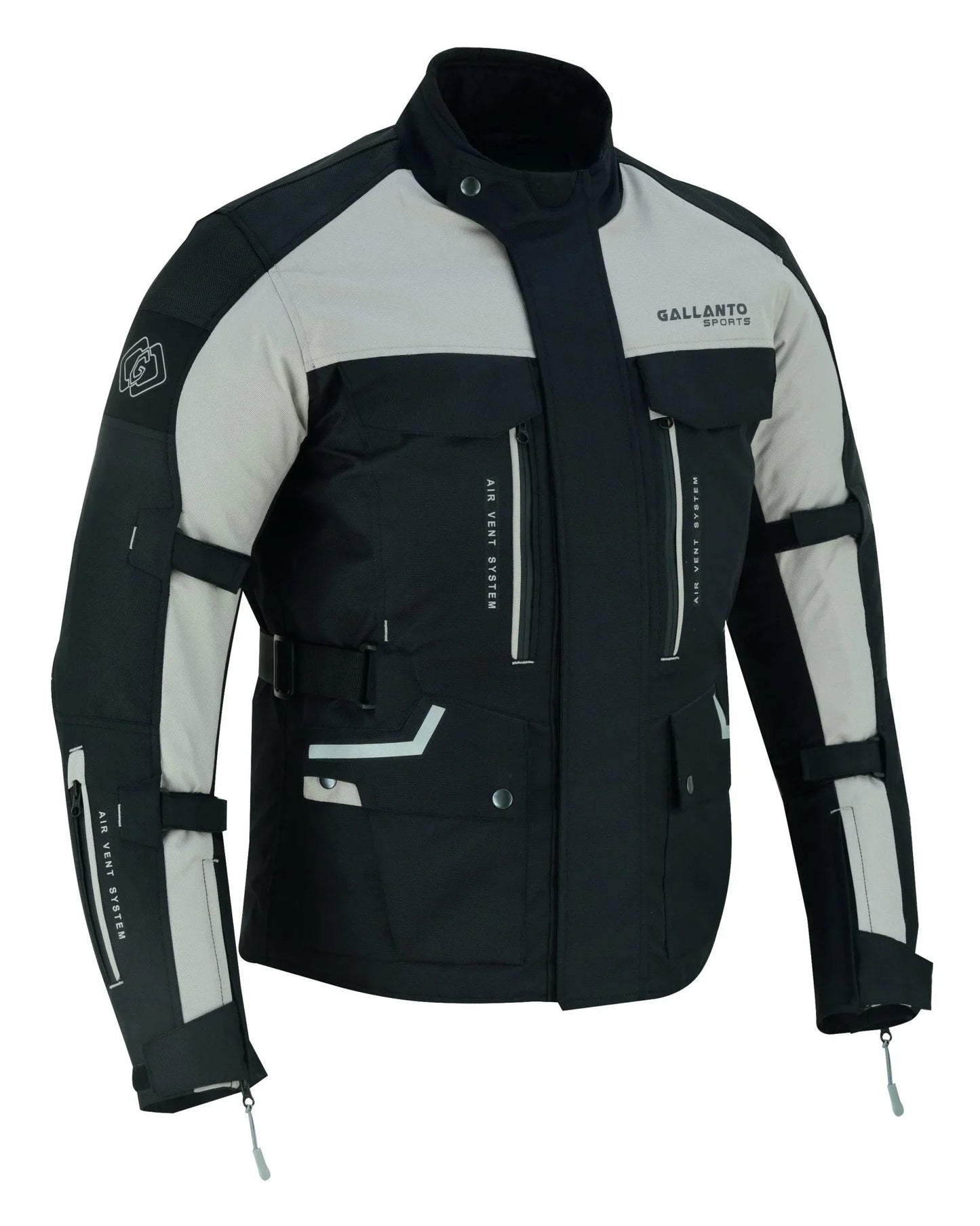 black & orange biker textile long motorcycle jacket -
