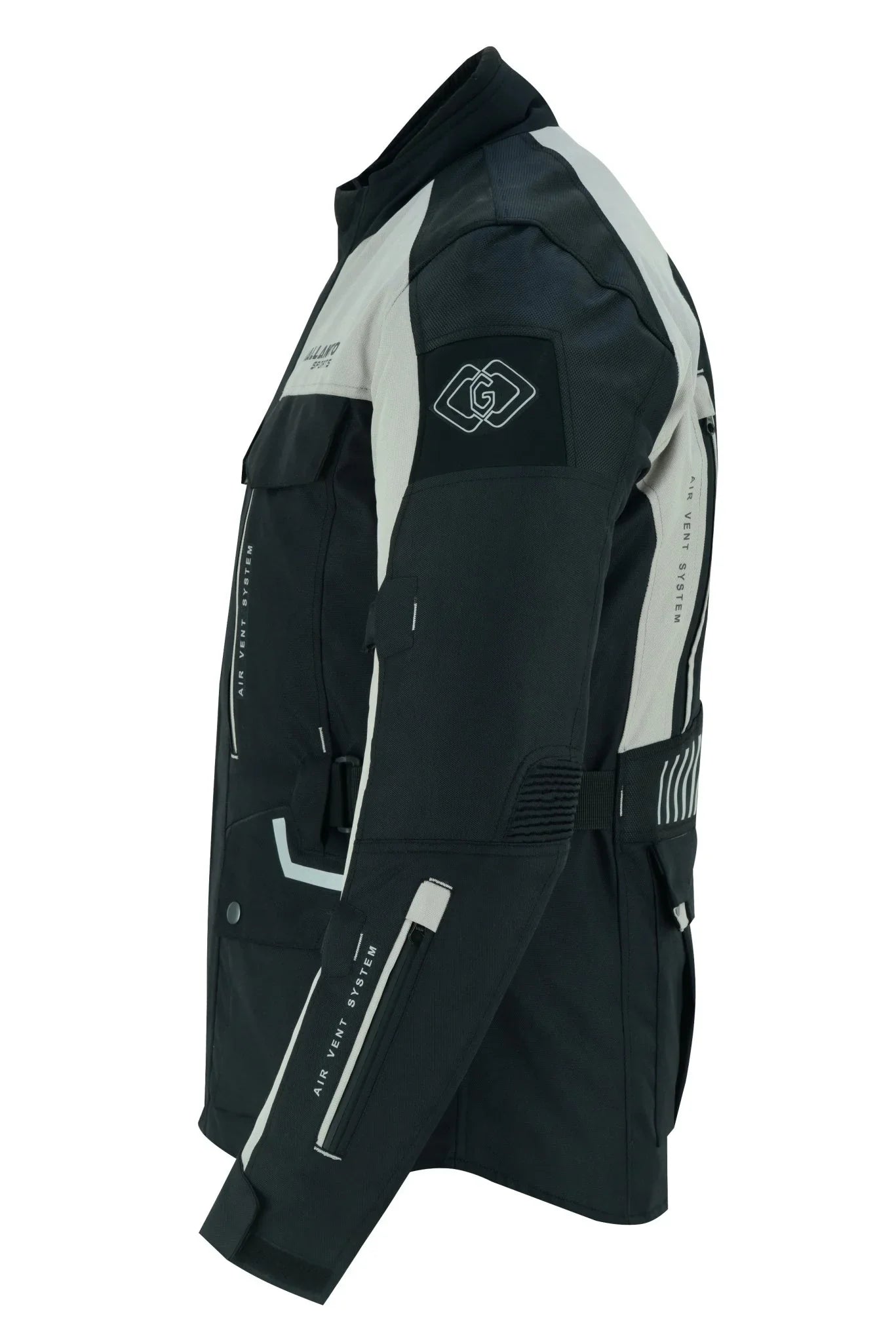 black & orange biker textile long motorcycle jacket -