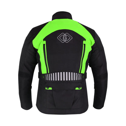 Black & Orange Biker Textile Long Motorcycle Jacket Biker CE Armours - 