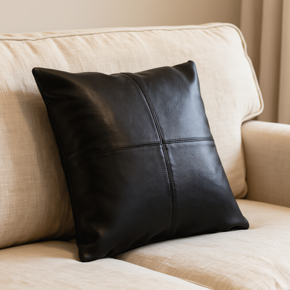 Set of 2 Cushions for sofa With Leather Cushion Covers