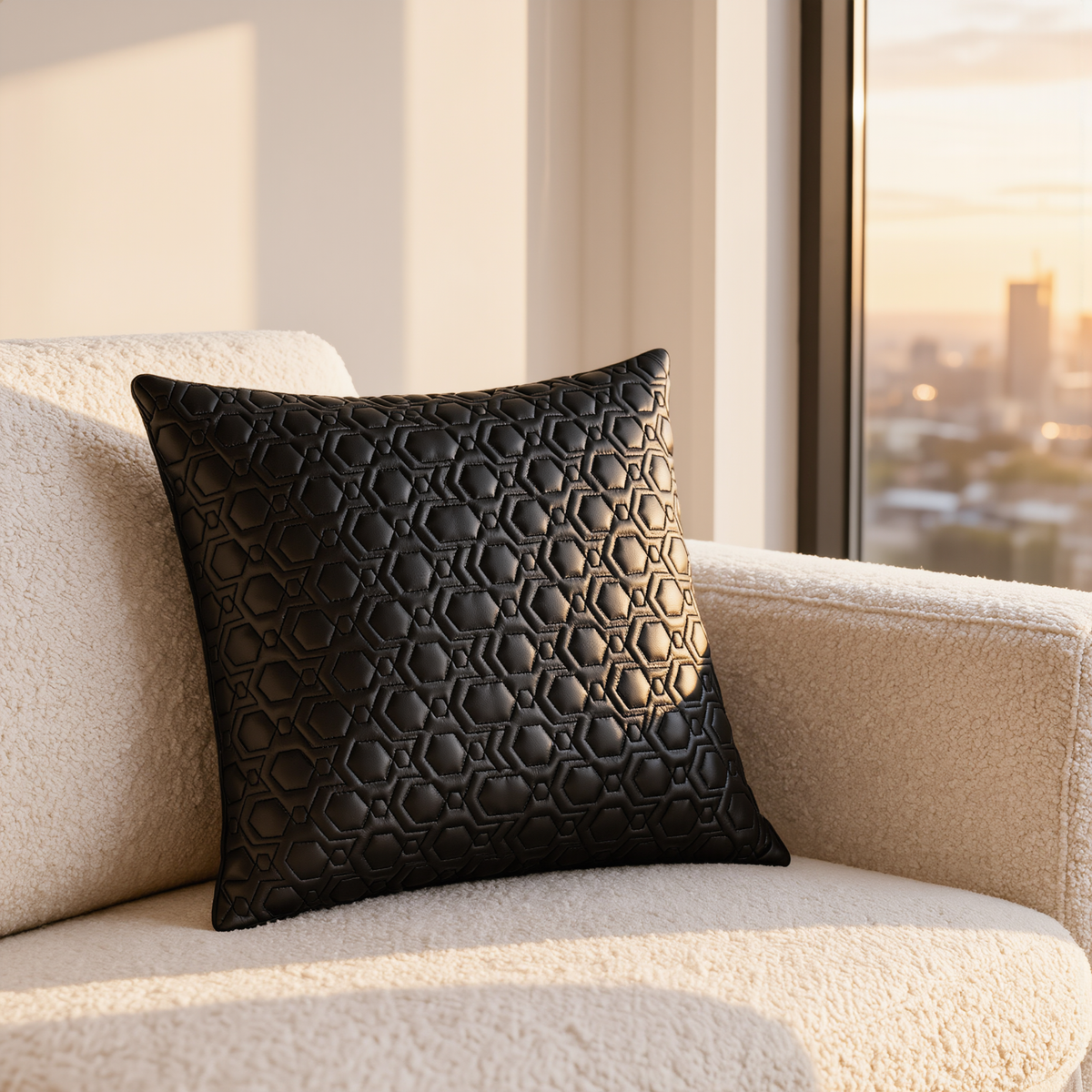 cushion covers embroidered-set of 2 genuine leather 16 inch