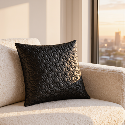 Cushion Covers Embroidered-Set of 2 Genuine Leather 16 Inch
