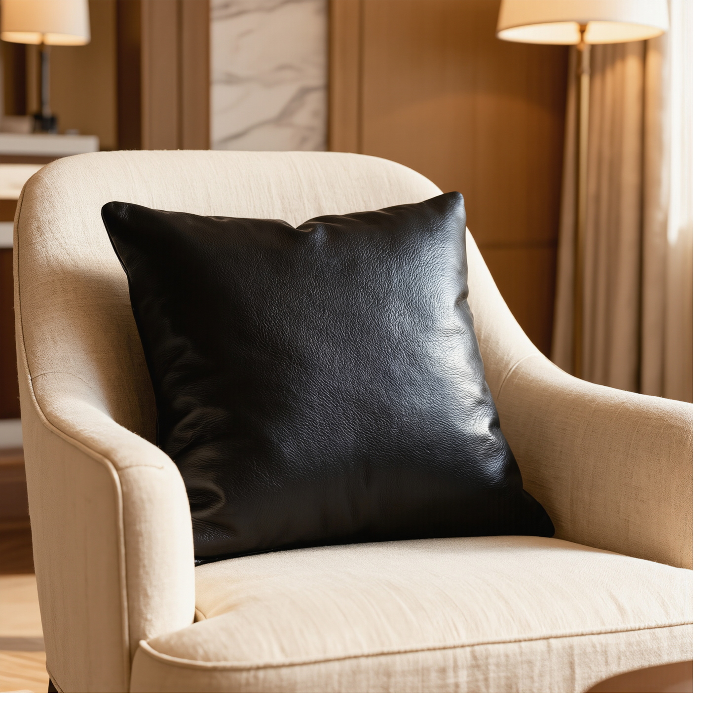set of 2 genuine leather sofa cushion covers – black & brown