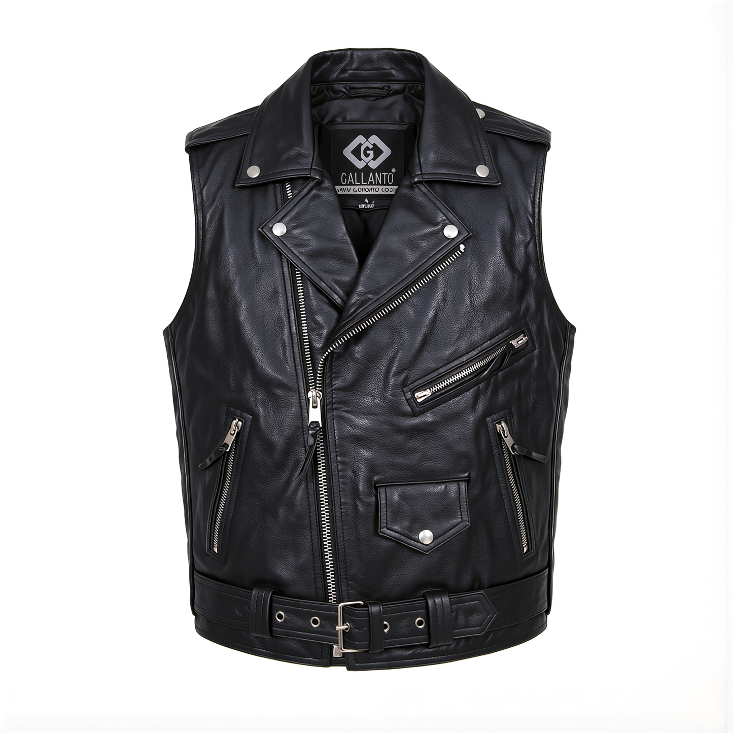 mens leather sleeveless jacket with iconic brando biker style