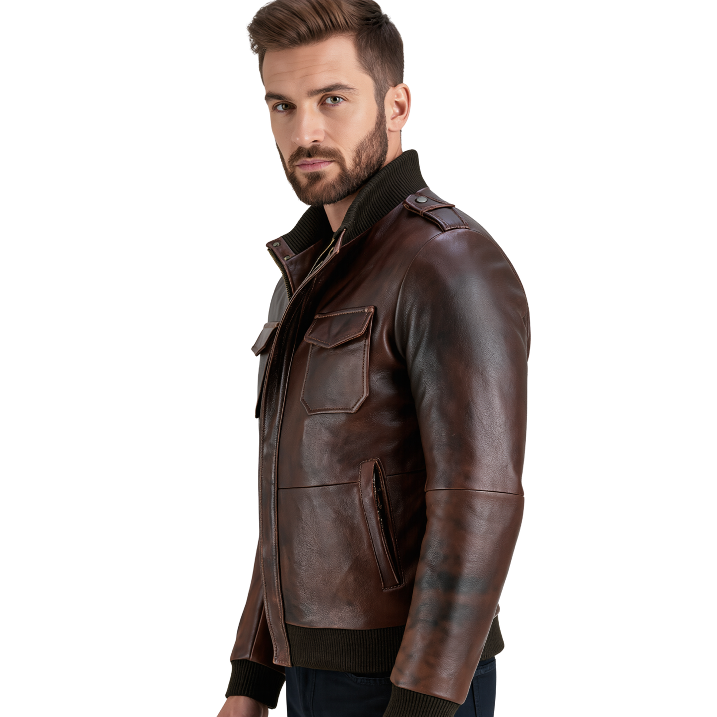 bristol leather bomber jacket for men premium cowhide leather