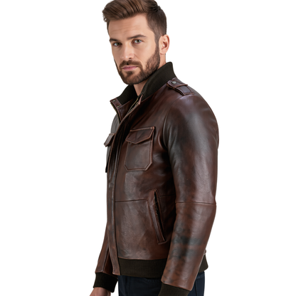 Bristol Leather Bomber Jacket for Men Premium Cowhide Leather