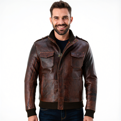 Bristol Leather Bomber Jacket for Men Premium Cowhide Leather