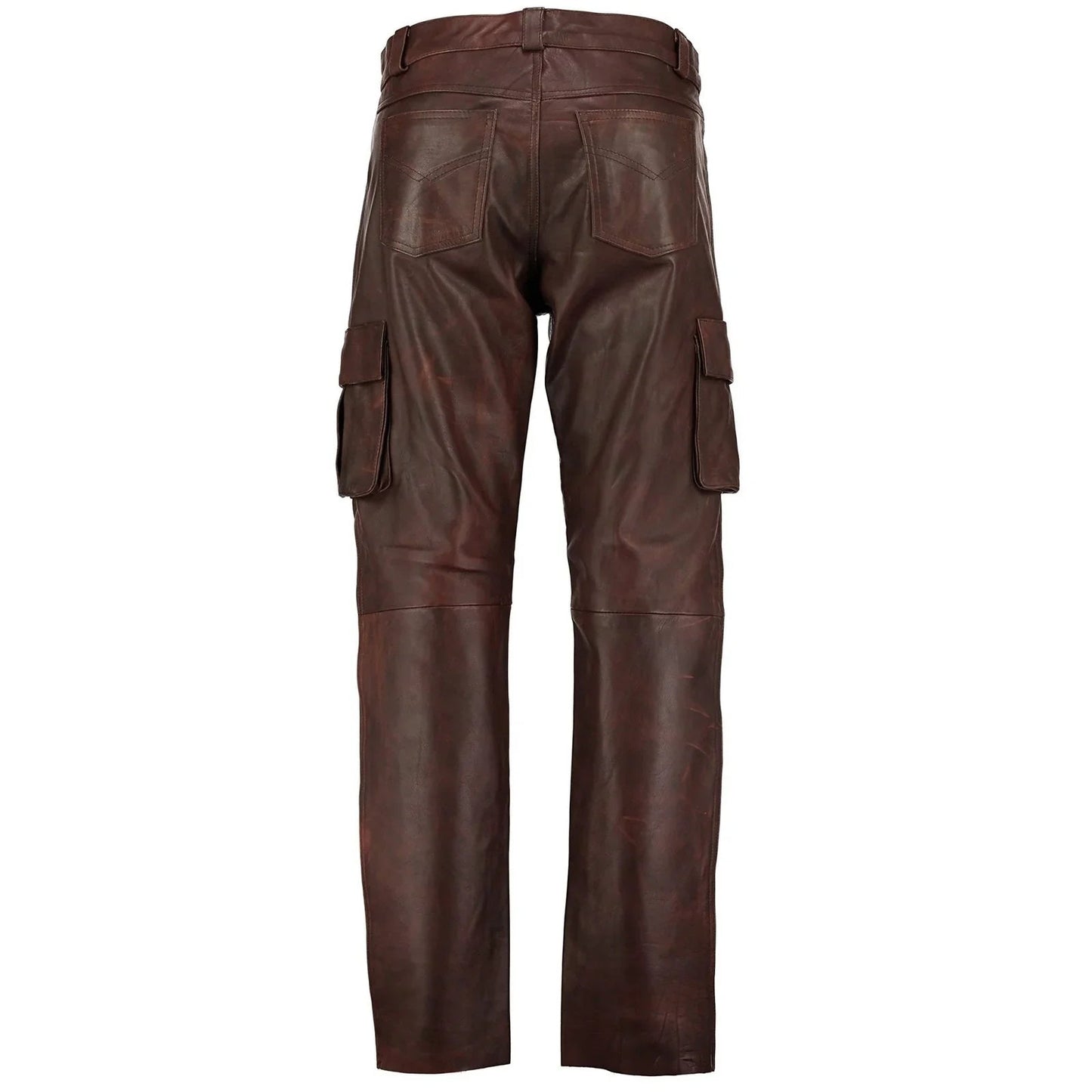 brown cargo pockets combat leather trouser motorcycle -