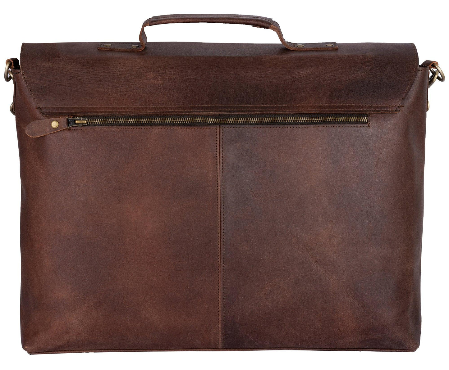 brown leather briefcase laptop messenger bags for men & women - office file folder bag -