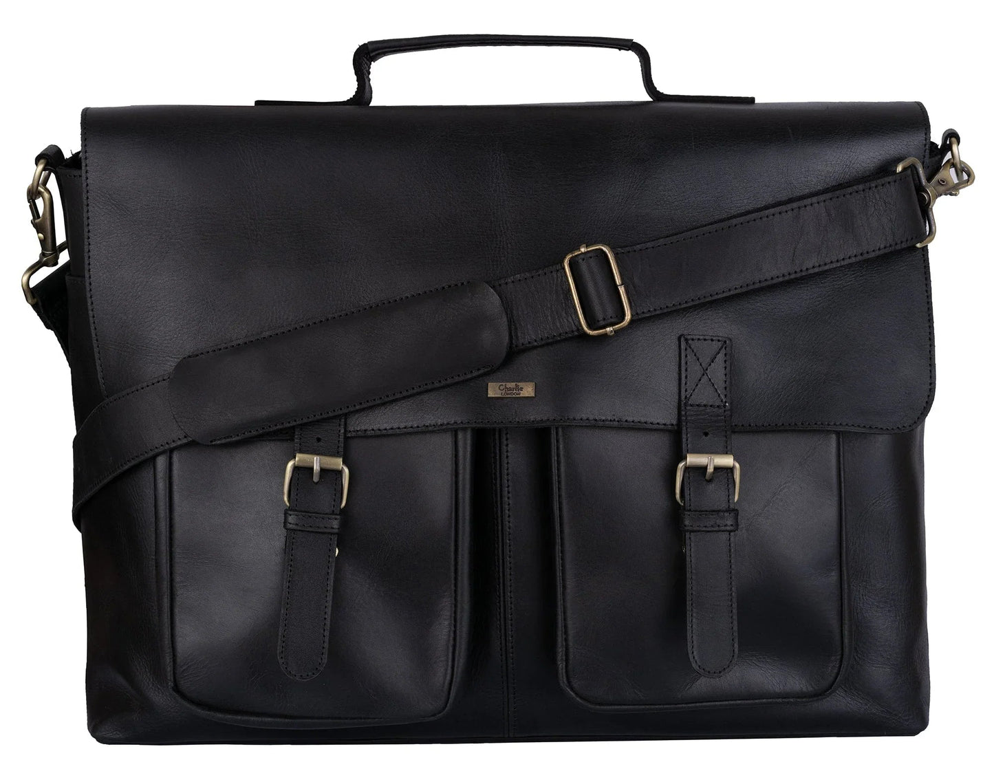 brown leather briefcase laptop messenger bags for men & women - office file folder bag -