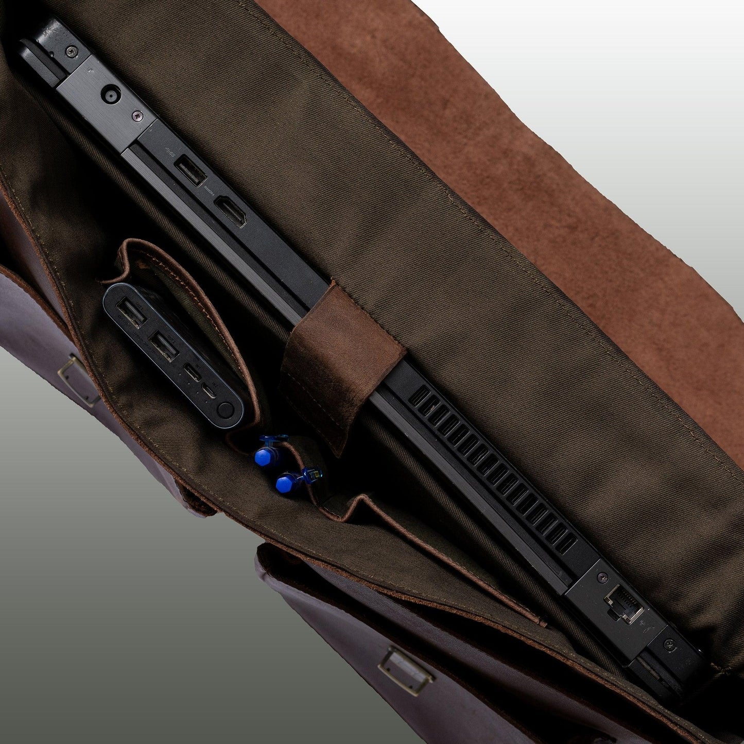 brown leather briefcase laptop messenger bags for men & women - office file folder bag -
