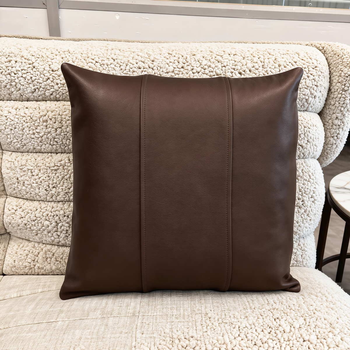 genuine leather cushion covers striped style-set of 2
