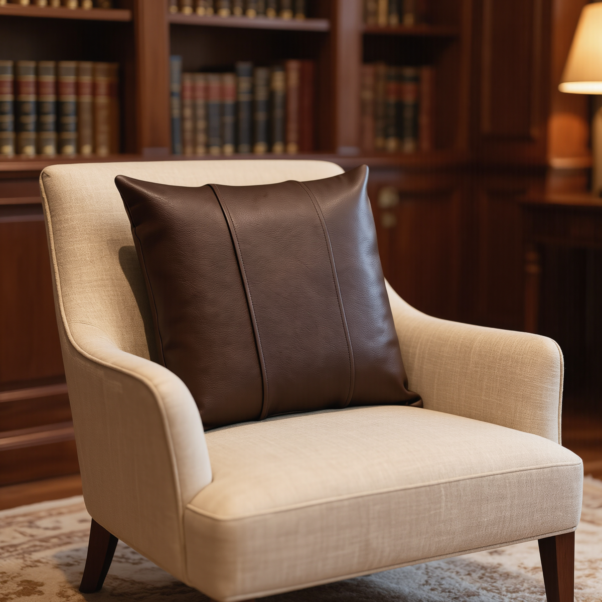 genuine leather cushion covers striped style-set of 2