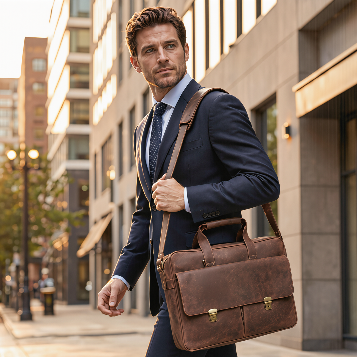 mens laptop bag – premium crazy horse leather messenger bag
