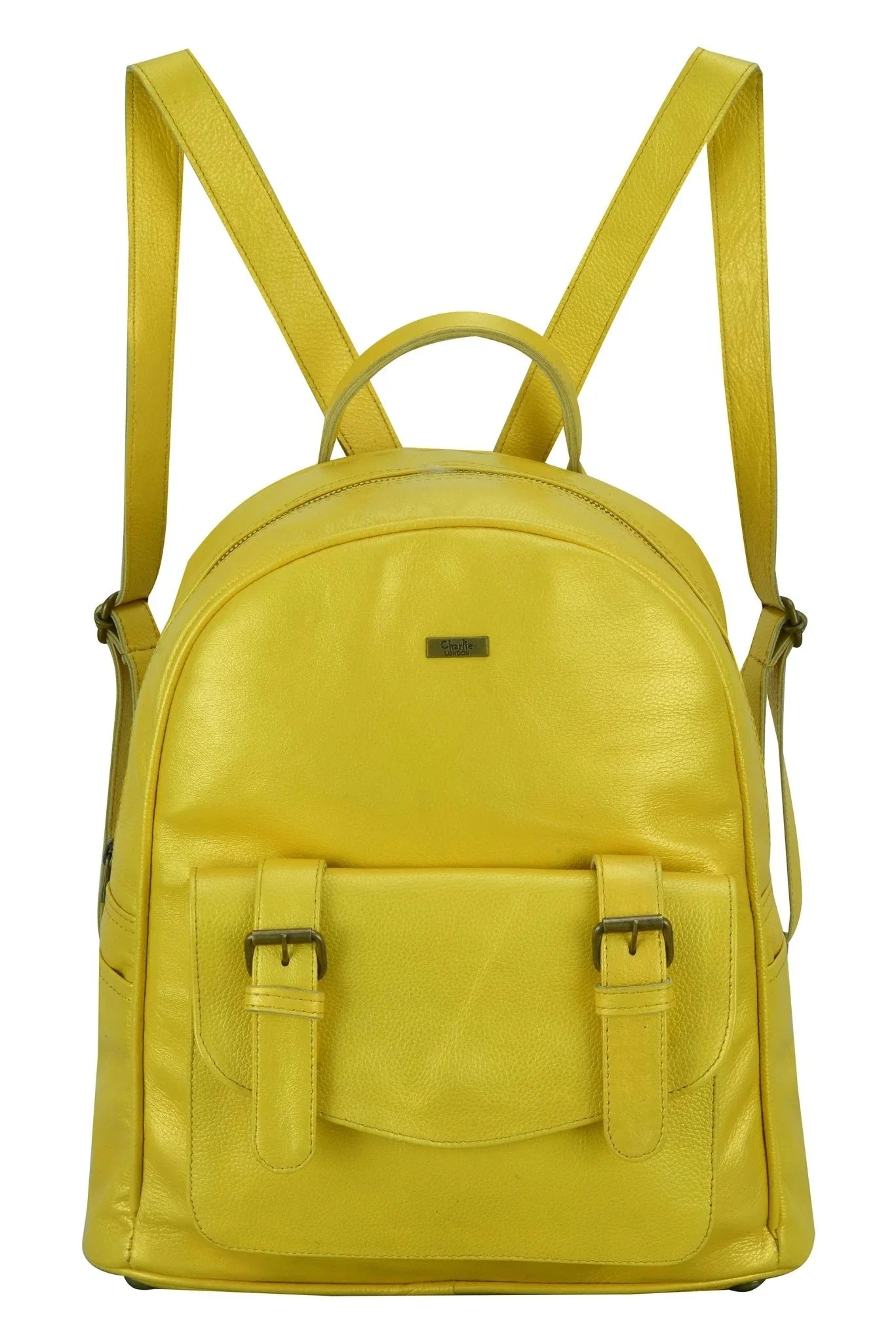 charlie london one pocket classic leather daypack backpack - 