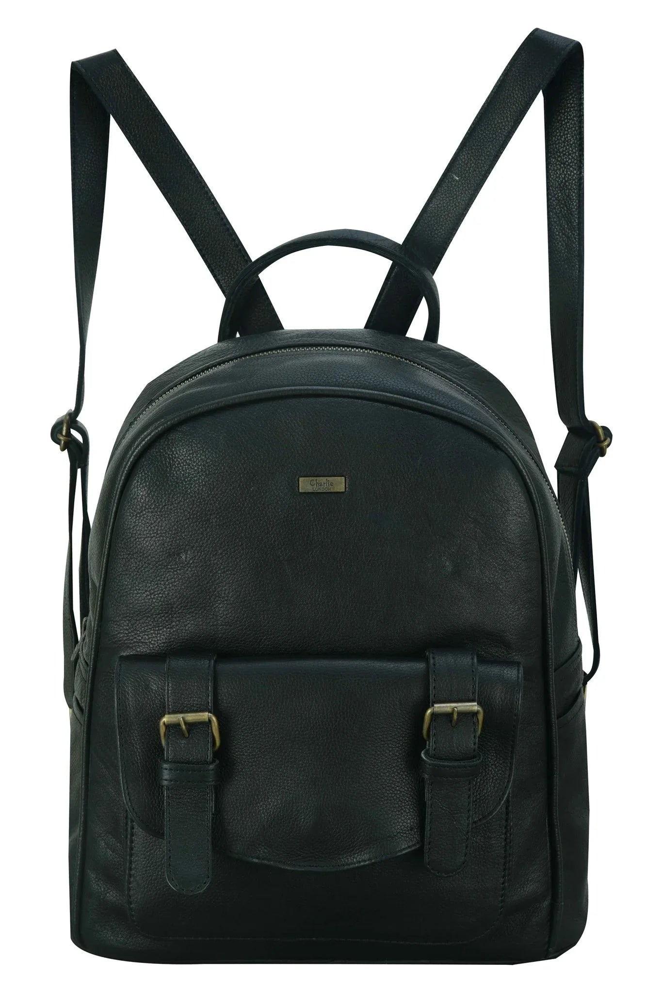 charlie london one pocket classic leather daypack backpack - 