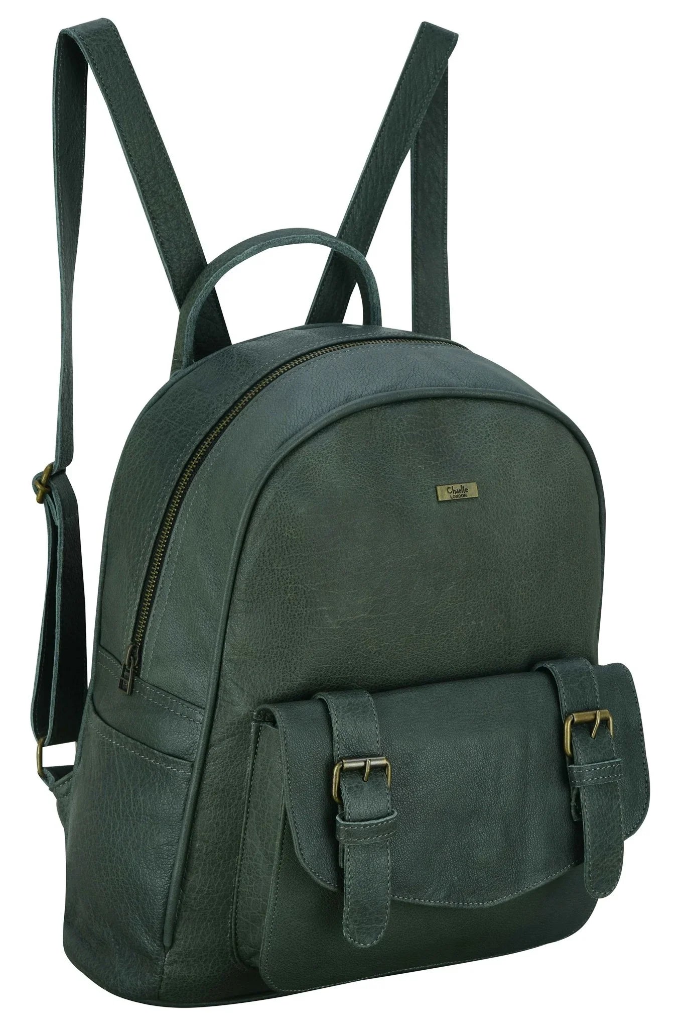 charlie london one pocket classic leather daypack backpack - 
