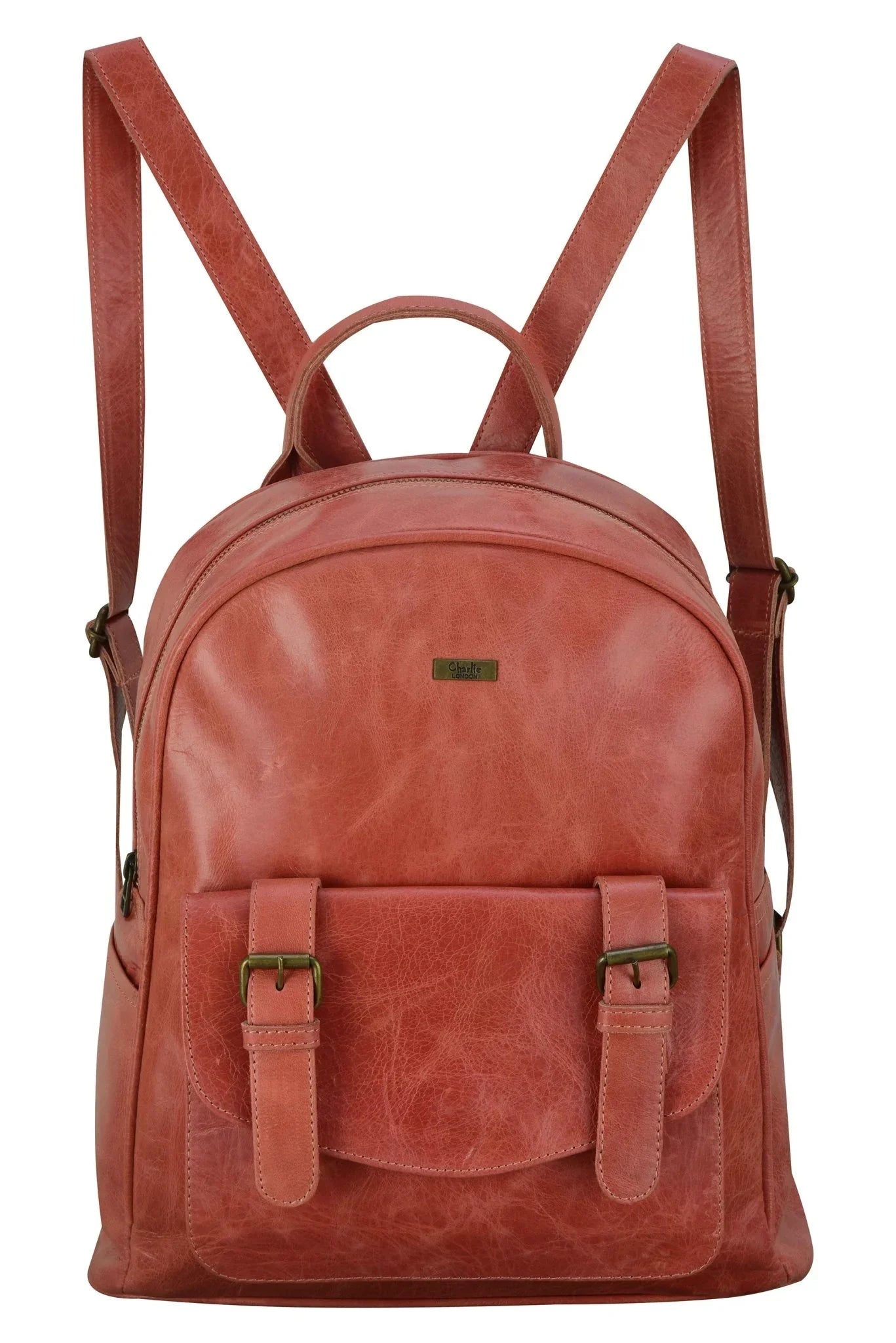 charlie london one pocket classic leather daypack backpack - 