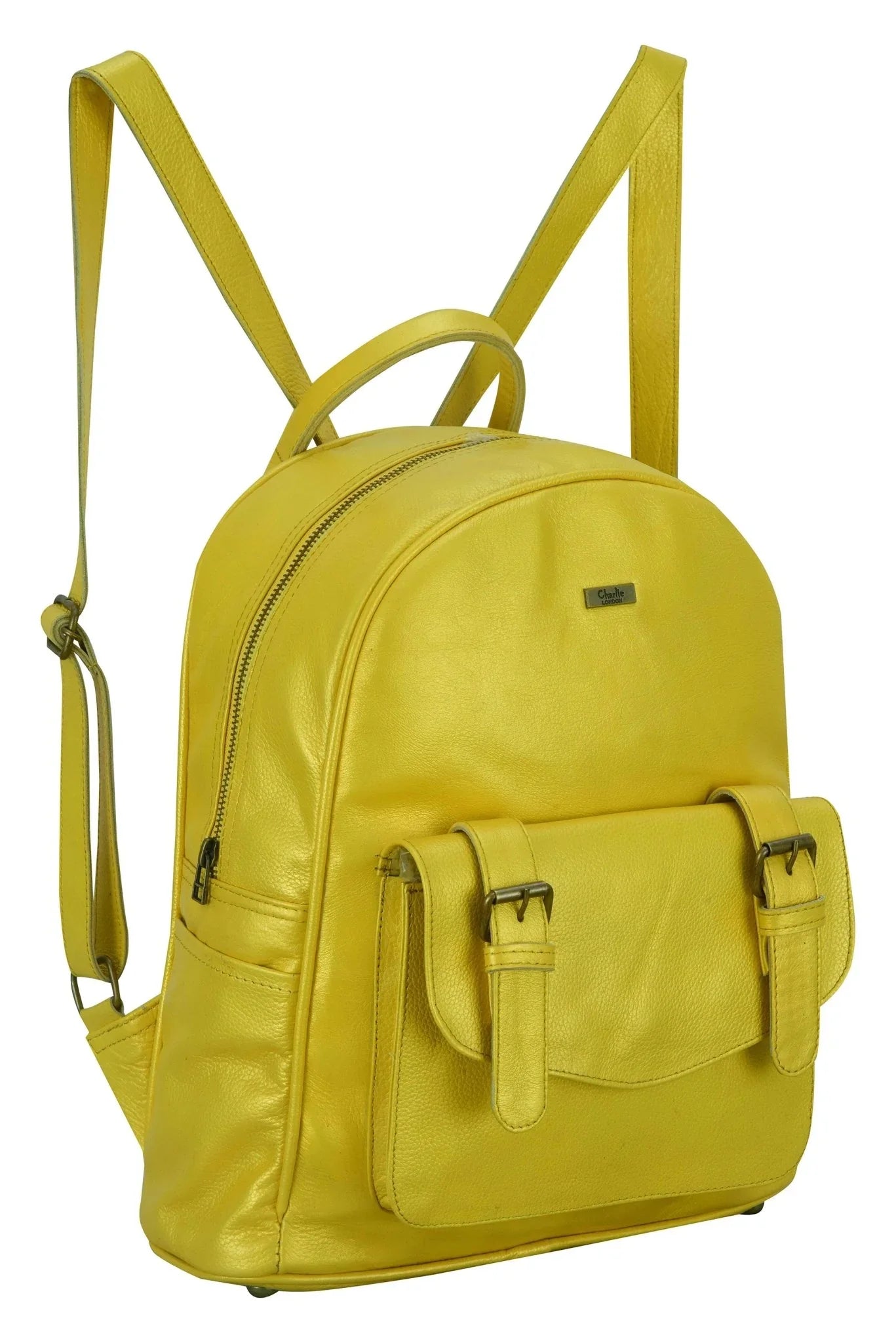 charlie london one pocket classic leather daypack backpack - 