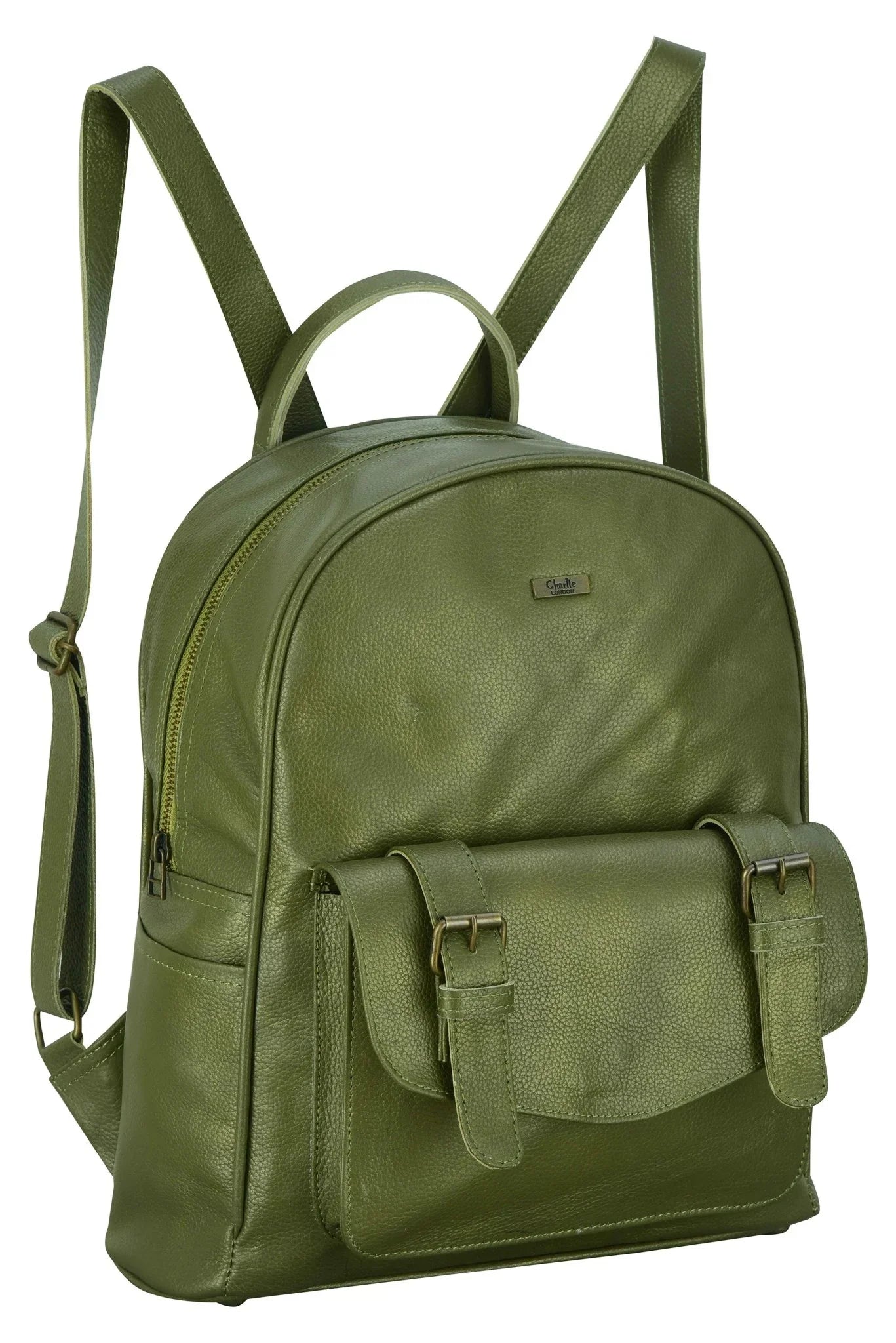 charlie london one pocket classic leather daypack backpack - 