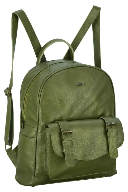 Charlie London One Pocket Classic Leather DayPack Backpack - 
