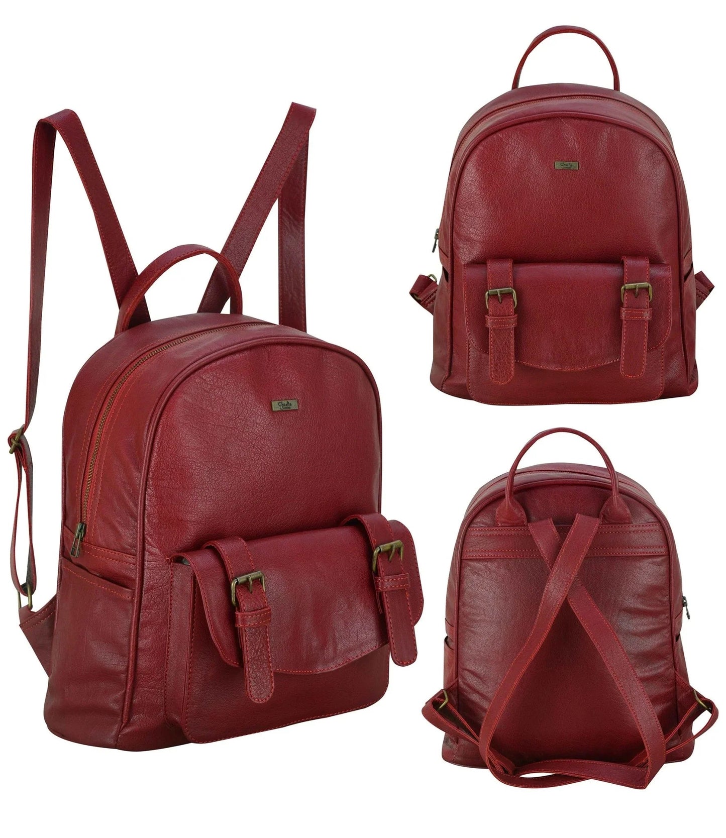 charlie london one pocket classic leather daypack backpack - 
