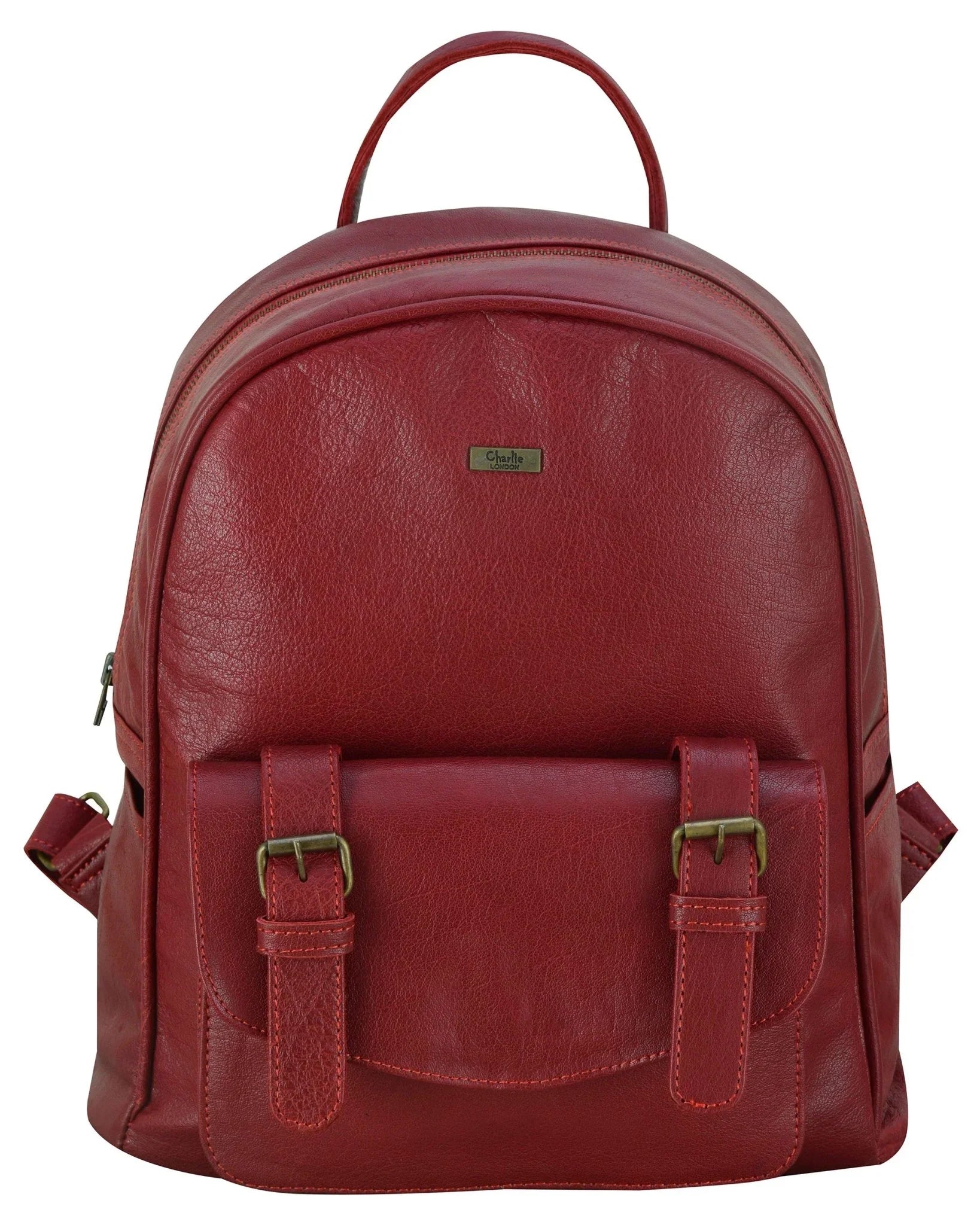 Charlie London One Pocket Classic Leather DayPack Backpack - 