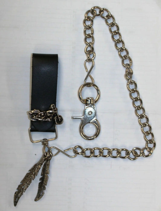Black Heavy Duty Chopper Leather Wallet Chain