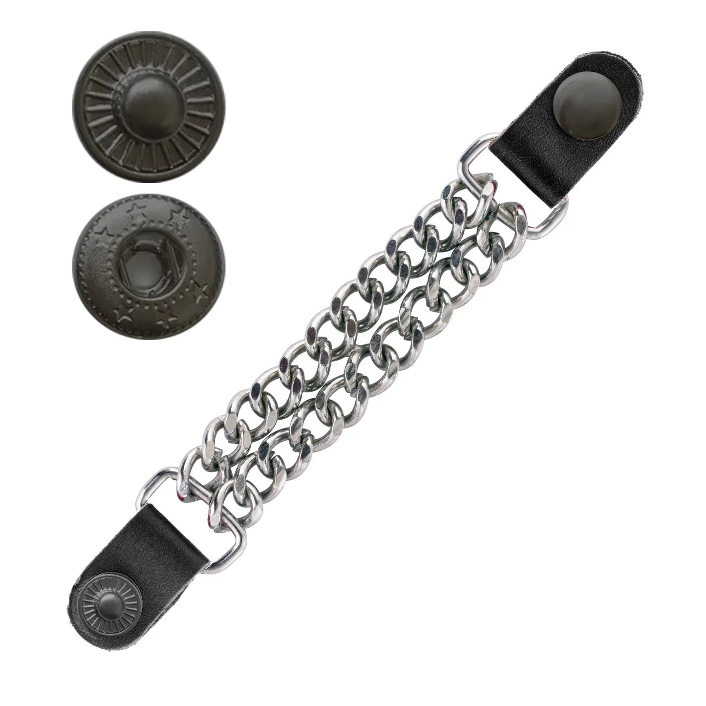 premium chain vest extenders with leather and silver chain