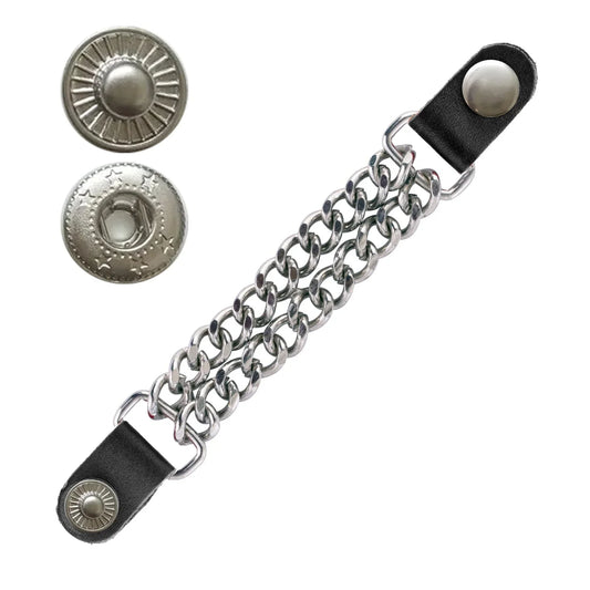 Premium Chain Vest Extenders with Leather and Silver Chain
