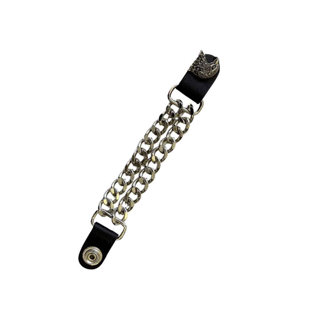 chain vest extenders 7 inch black leather with silver chain snaps