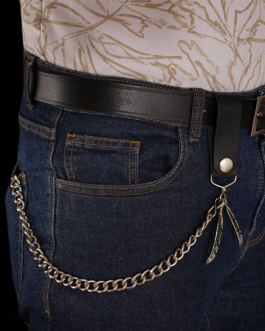 Premium Rivet Feather Design Wallet Chain for Motorcycle Riders