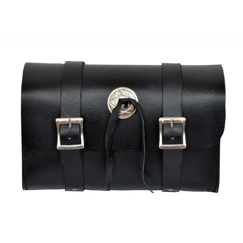 motorcycle tool roll leather concho fringe tool bag with buckles